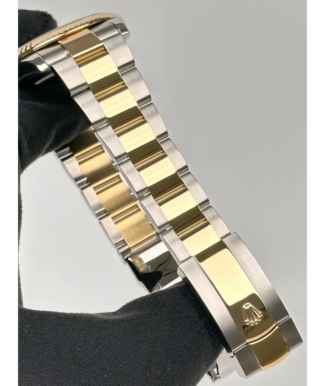 ROLEX Черные часы из желтого золота, фото 5