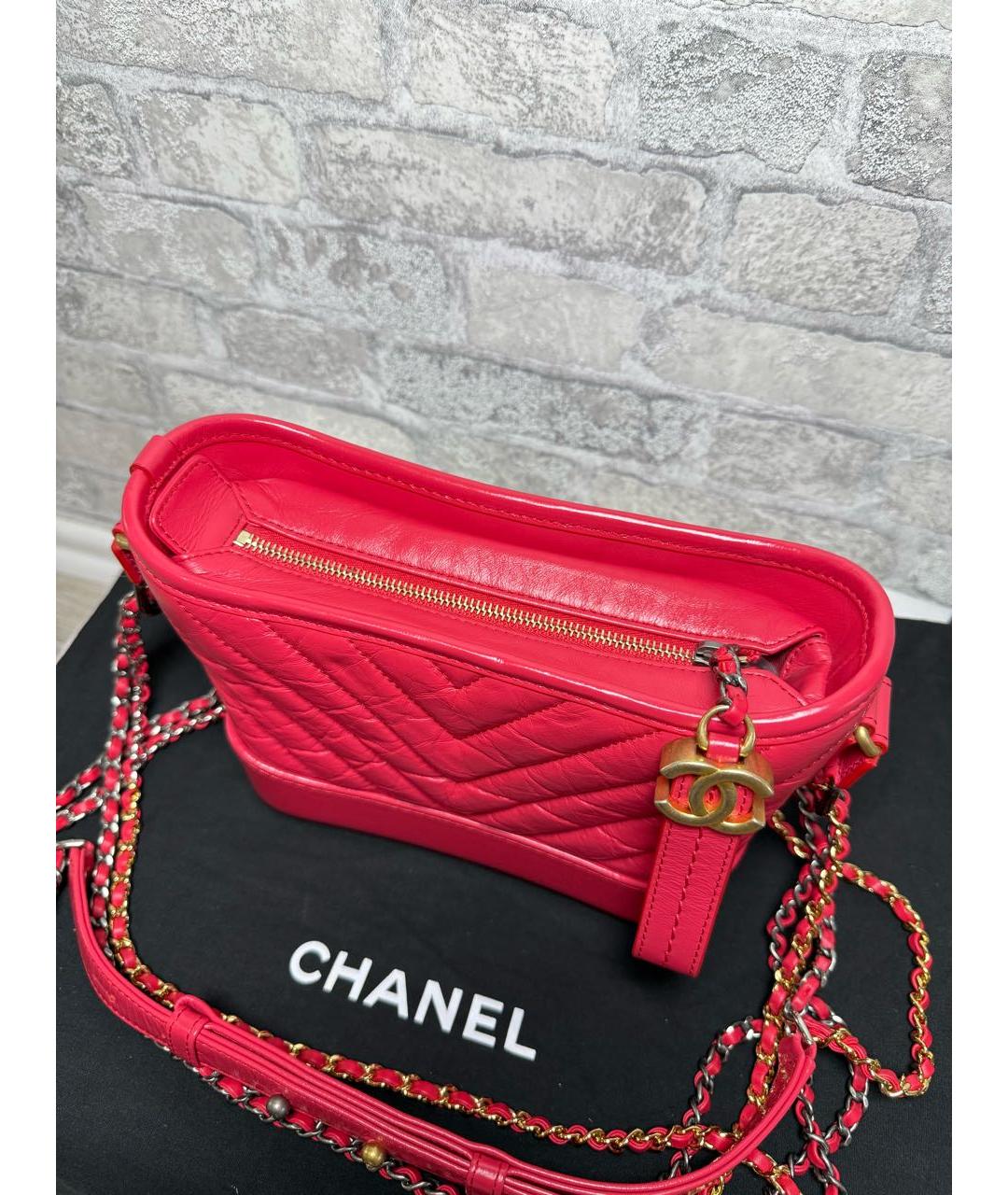 CHANEL Красная кожаная сумка через плечо, фото 4