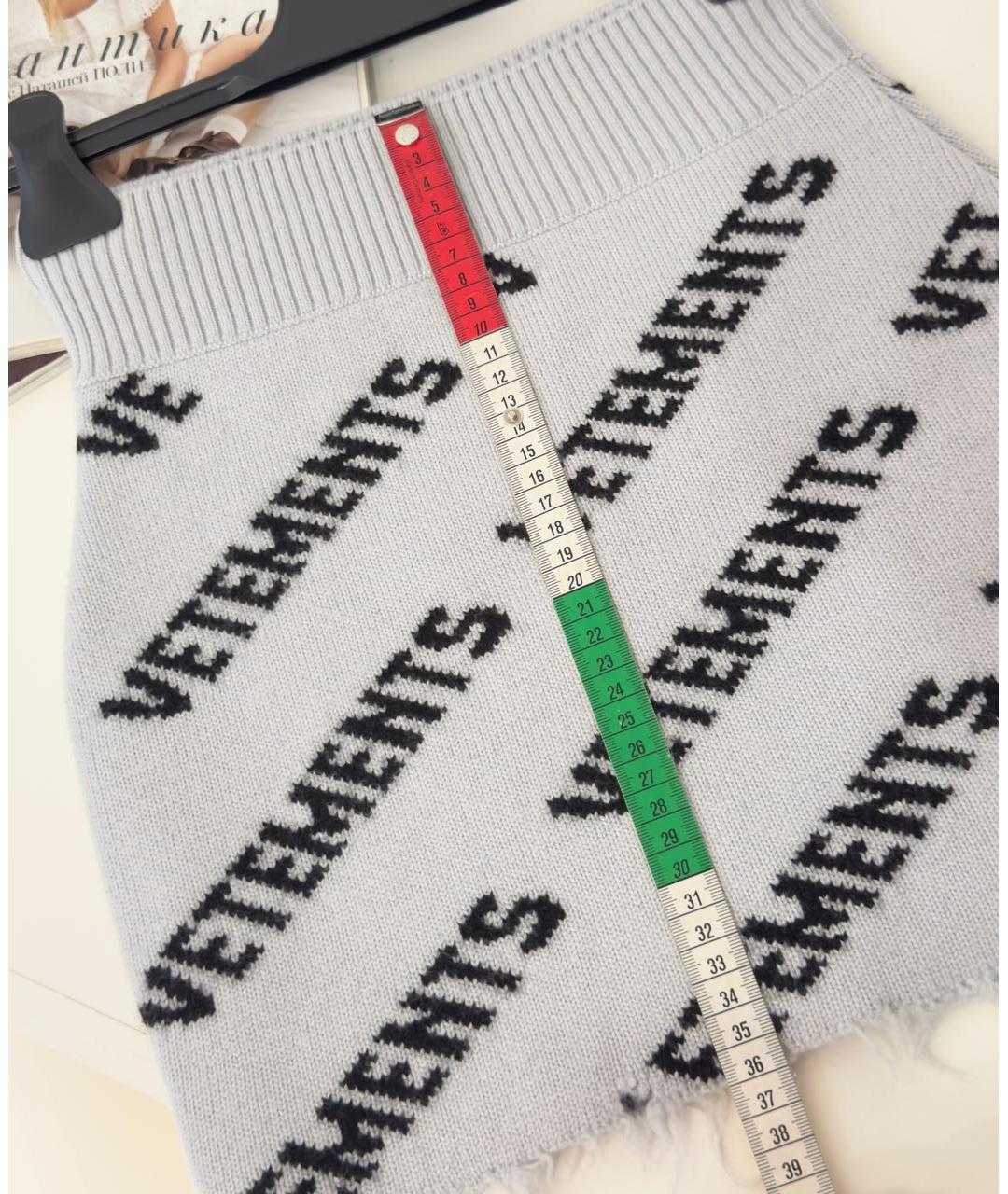 VETEMENTS Серая шерстяная юбка мини, фото 6