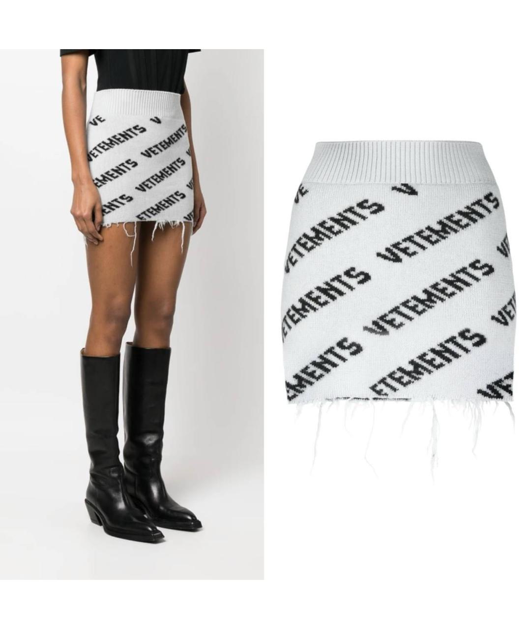 VETEMENTS Серая шерстяная юбка мини, фото 7