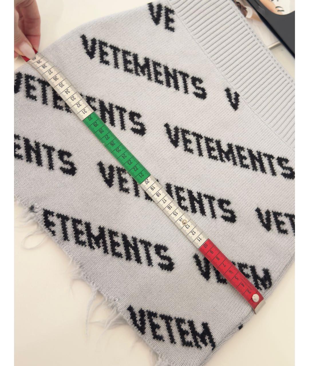 VETEMENTS Серая шерстяная юбка мини, фото 5