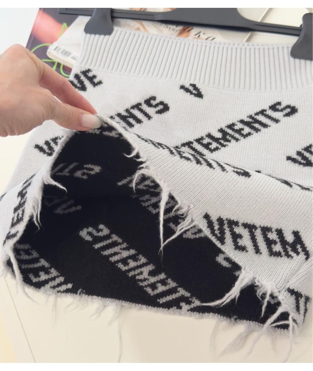 VETEMENTS Серая шерстяная юбка мини, фото 2