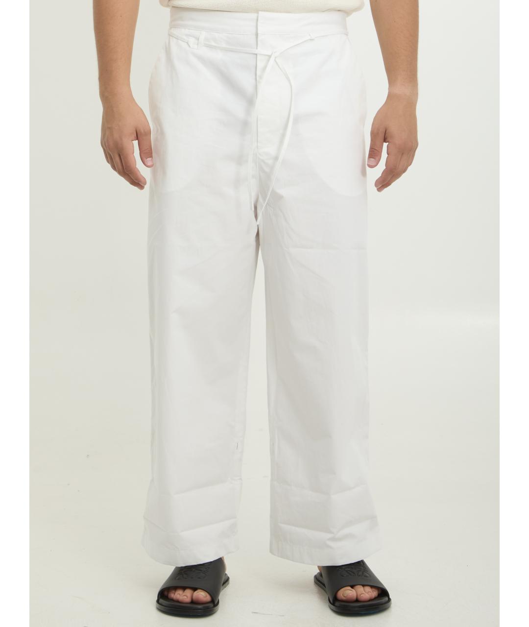 JACQUEMUS Белые хлопковые повседневные брюки, фото 5