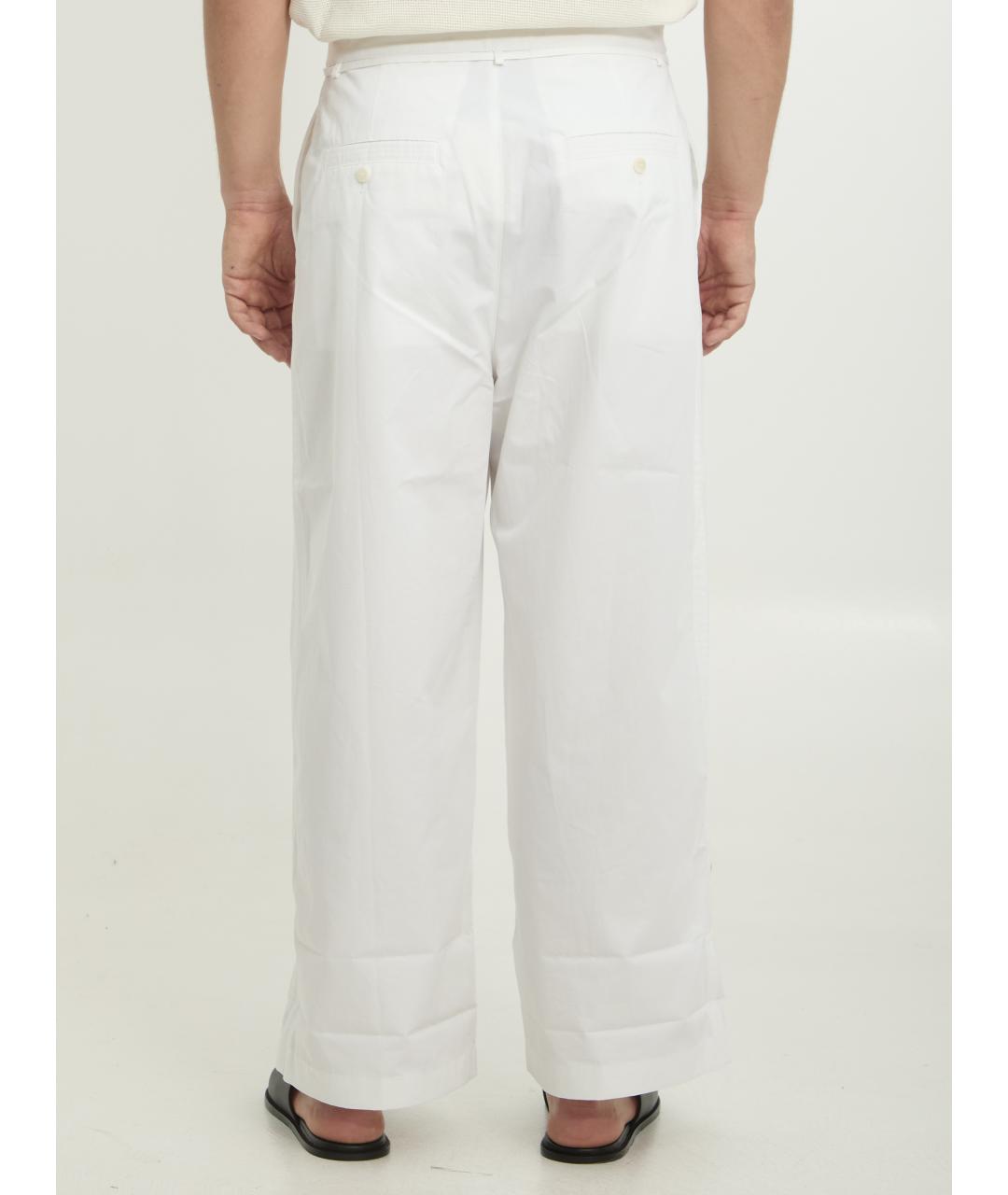 JACQUEMUS Белые хлопковые повседневные брюки, фото 4