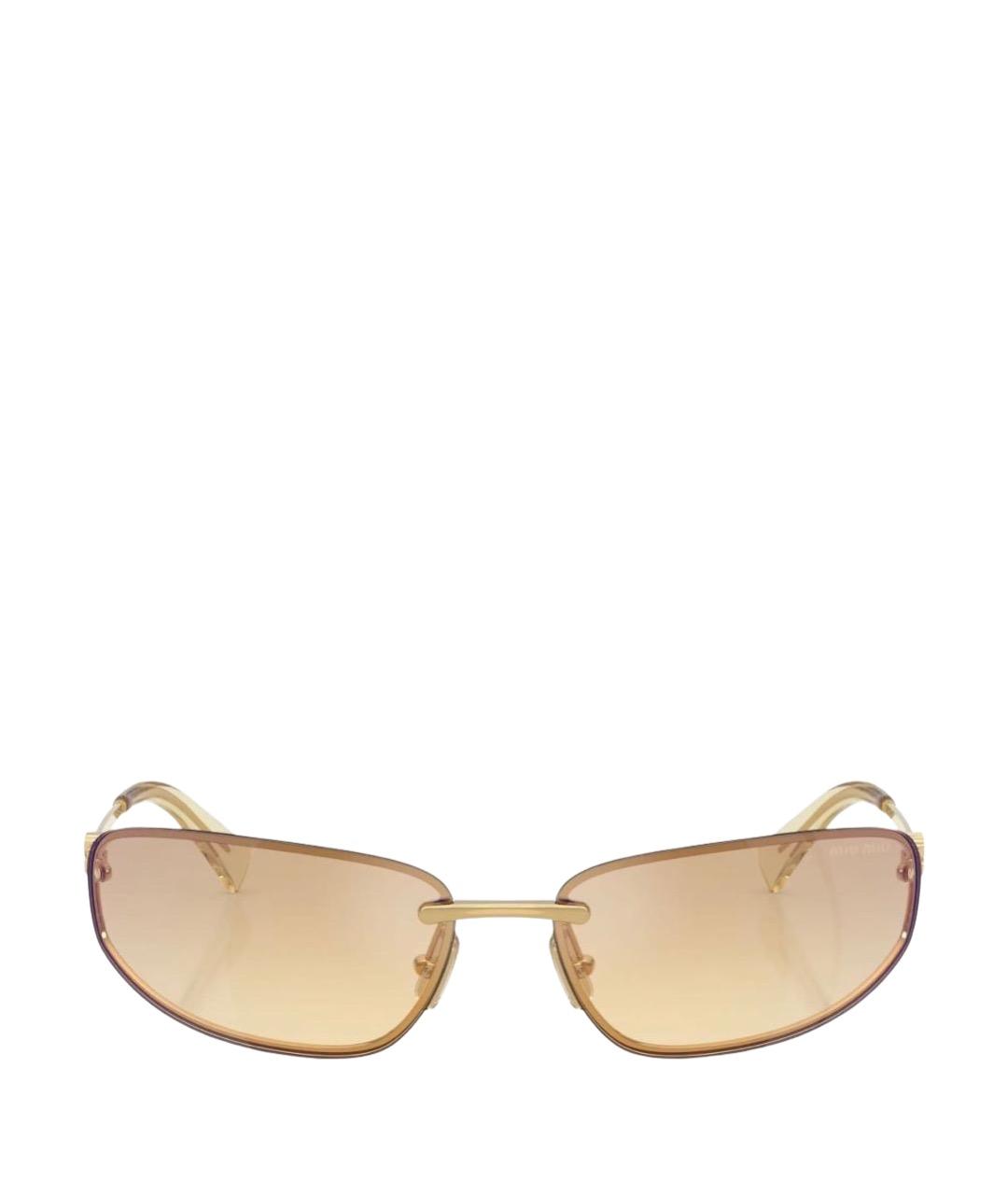 MIU MIU Золотые металлические солнцезащитные очки, фото 1
