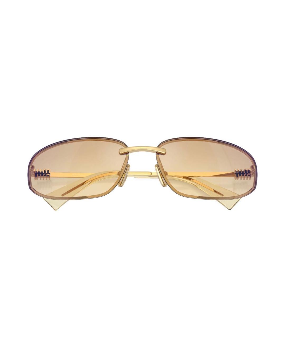 MIU MIU Золотые металлические солнцезащитные очки, фото 7