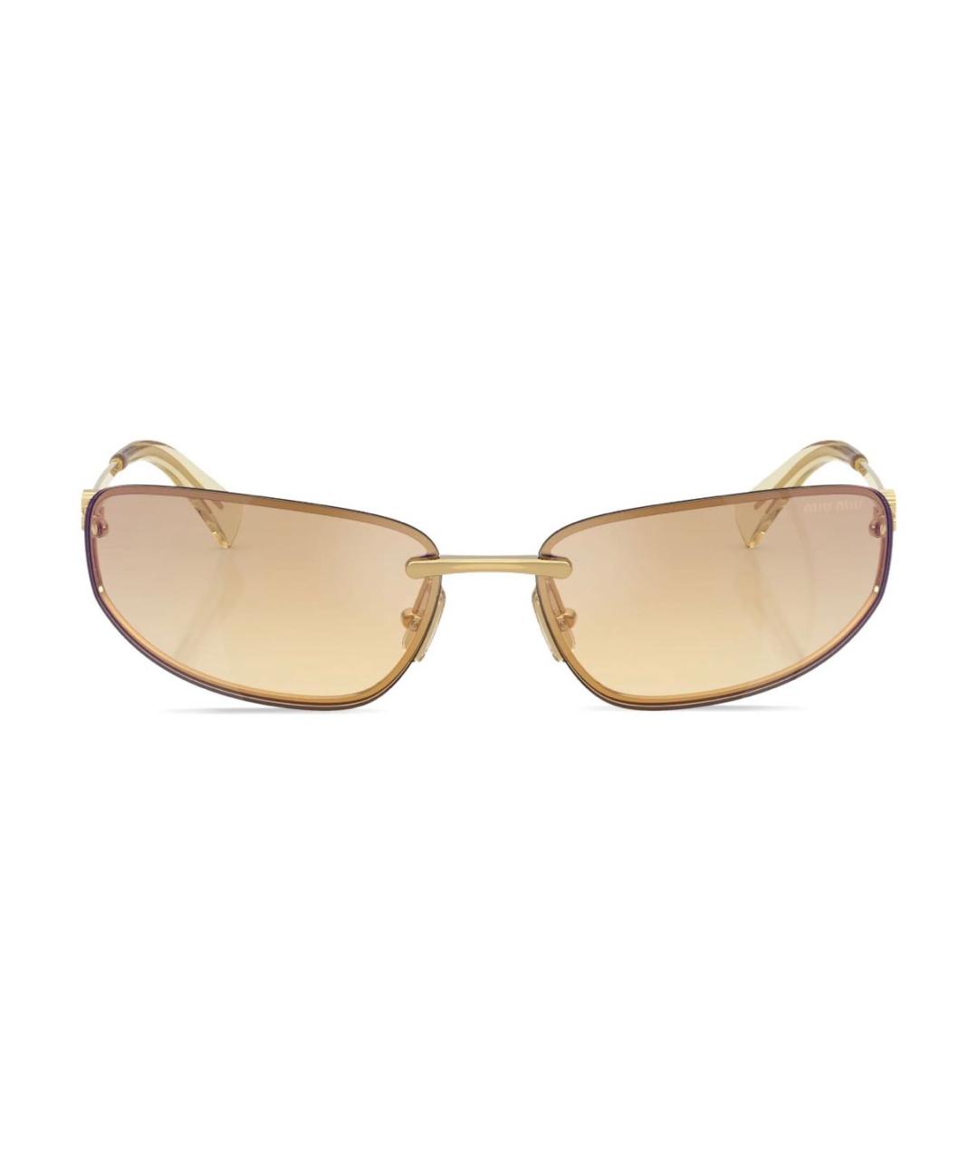 MIU MIU Золотые металлические солнцезащитные очки, фото 9