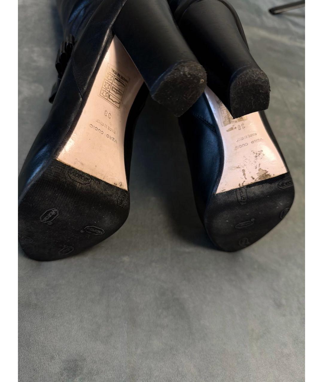 RED VALENTINO Черные кожаные сапоги, фото 6