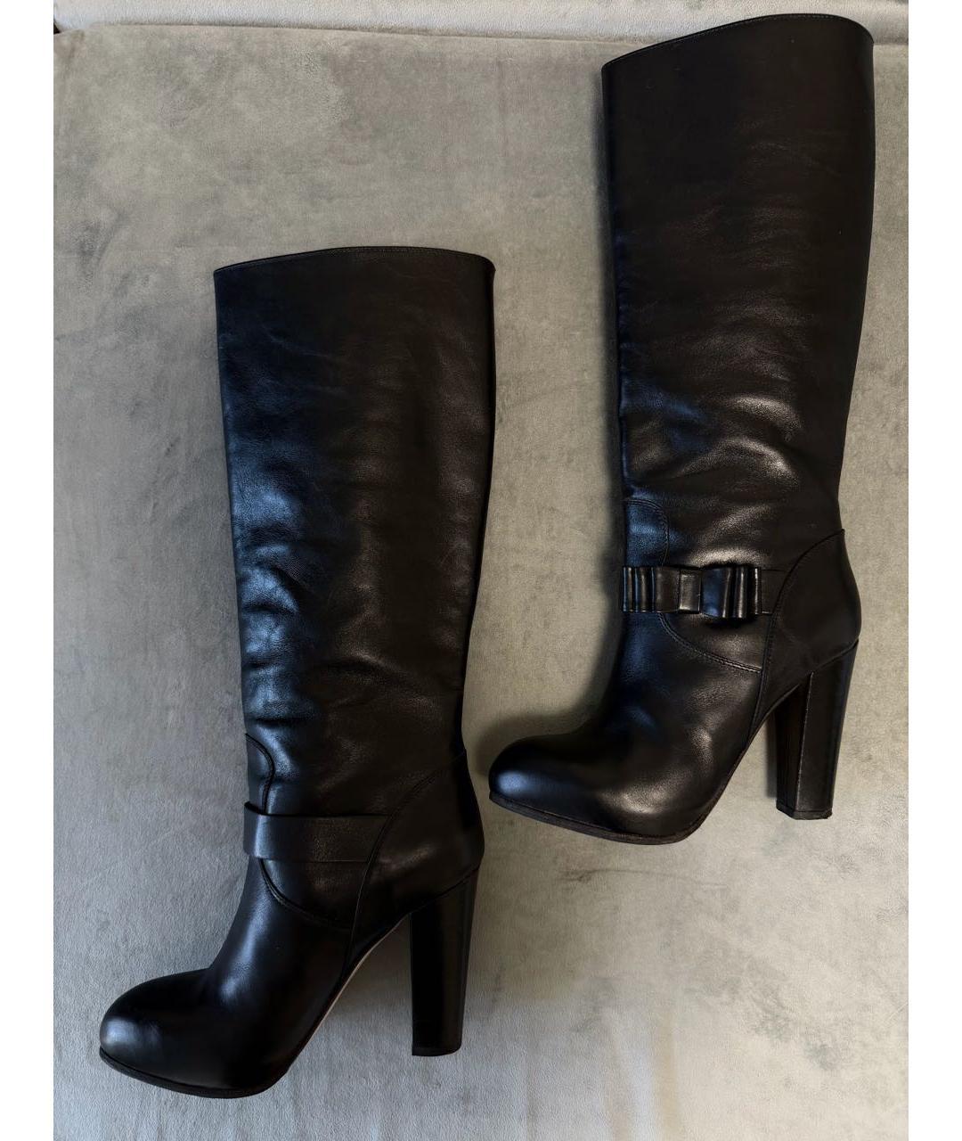 RED VALENTINO Черные кожаные сапоги, фото 5