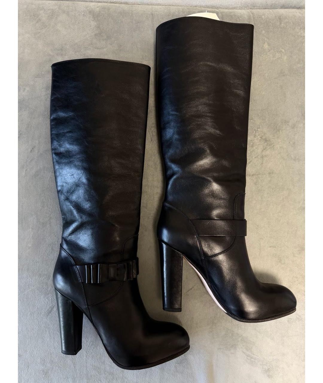 RED VALENTINO Черные кожаные сапоги, фото 3