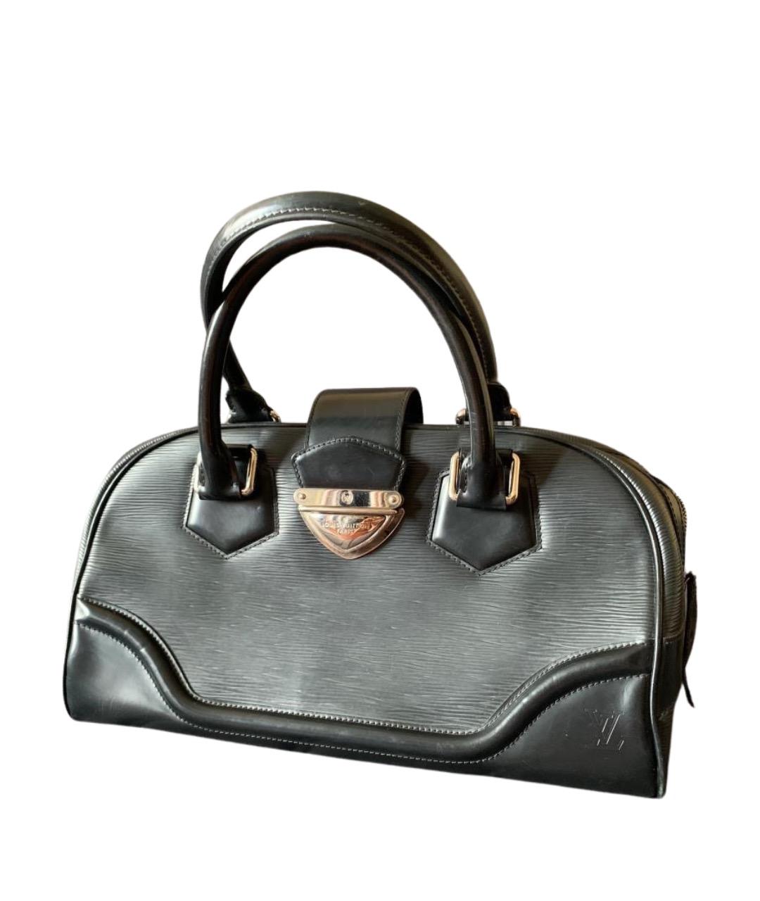 LOUIS VUITTON Черная кожаная сумка с короткими ручками, фото 1