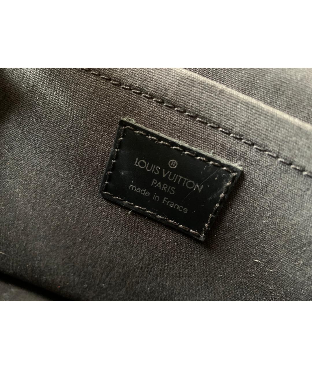 LOUIS VUITTON Черная кожаная сумка с короткими ручками, фото 3