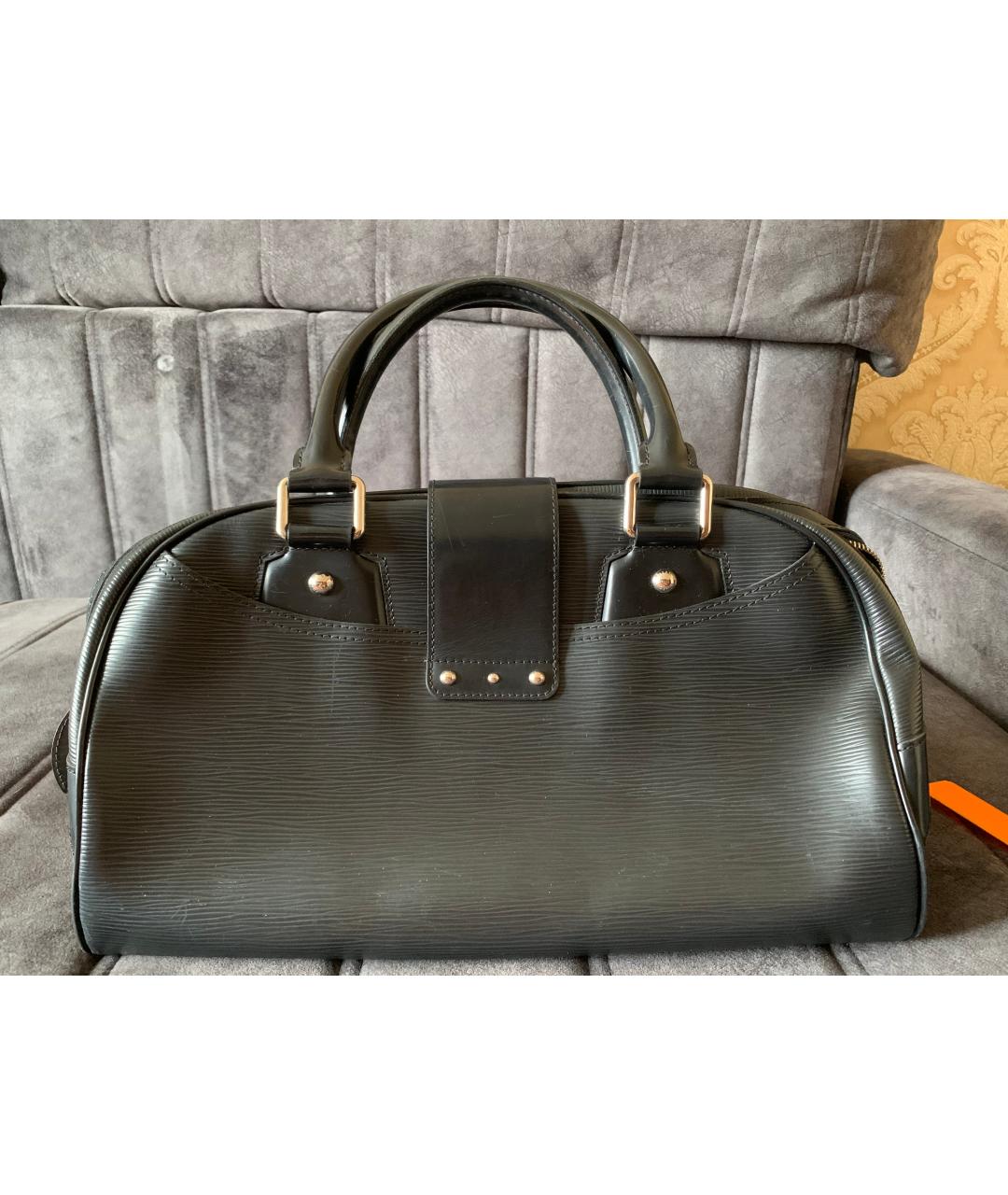 LOUIS VUITTON Черная кожаная сумка с короткими ручками, фото 2
