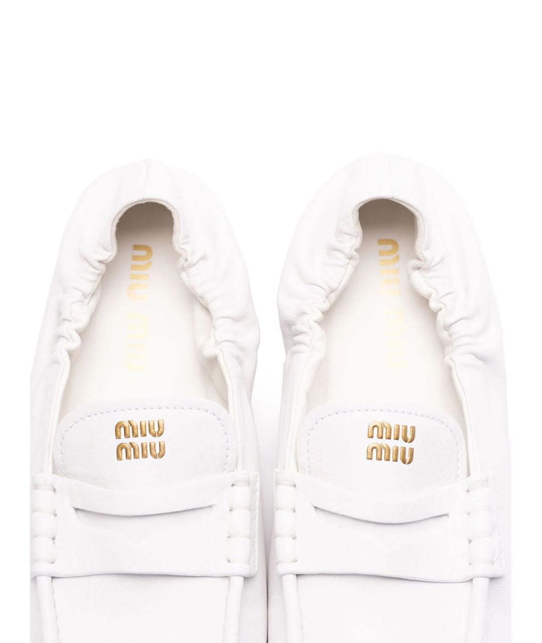 MIU MIU Белые кожаные лоферы, фото 4