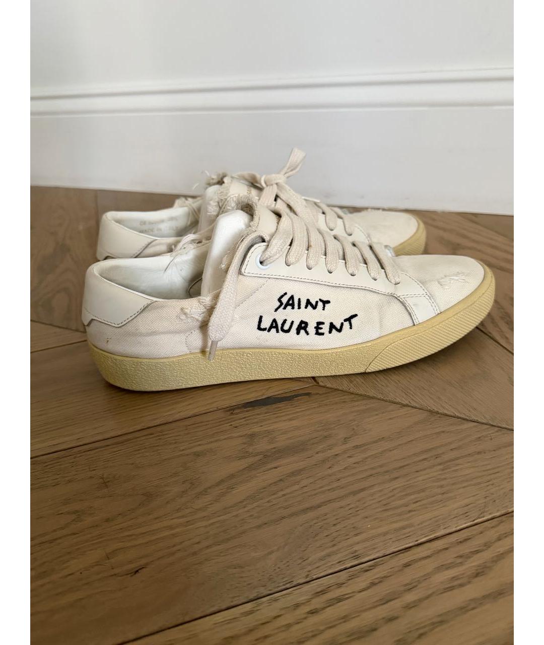 SAINT LAURENT Белые текстильные кеды, фото 5