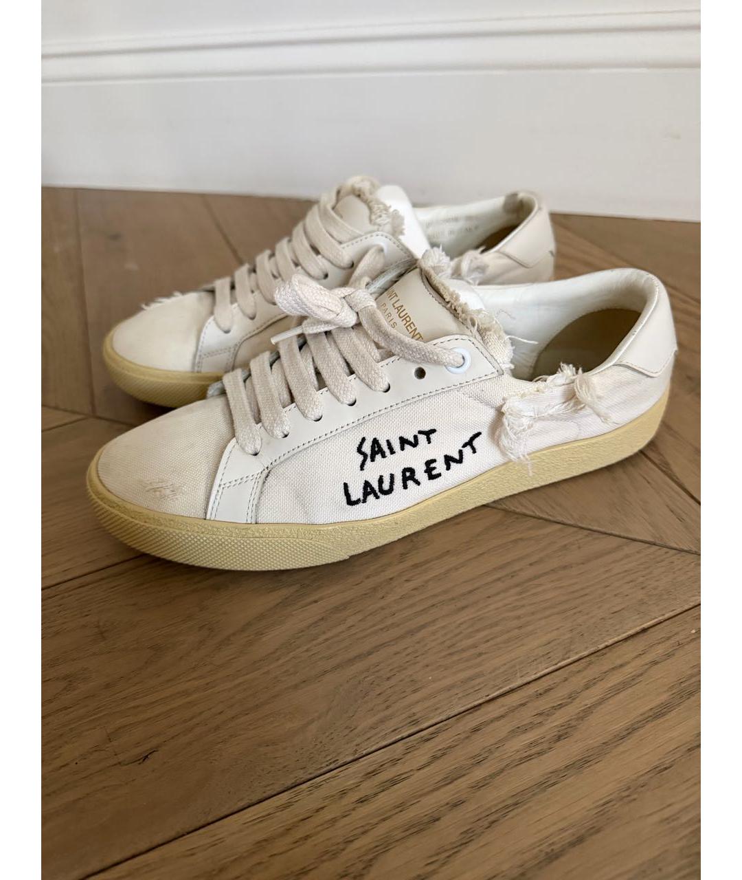 SAINT LAURENT Белые текстильные кеды, фото 2