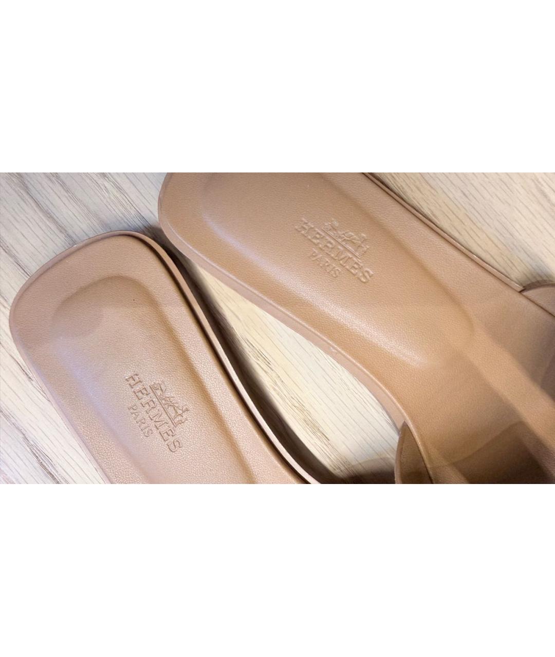 HERMES Коричневые замшевые шлепанцы, фото 2