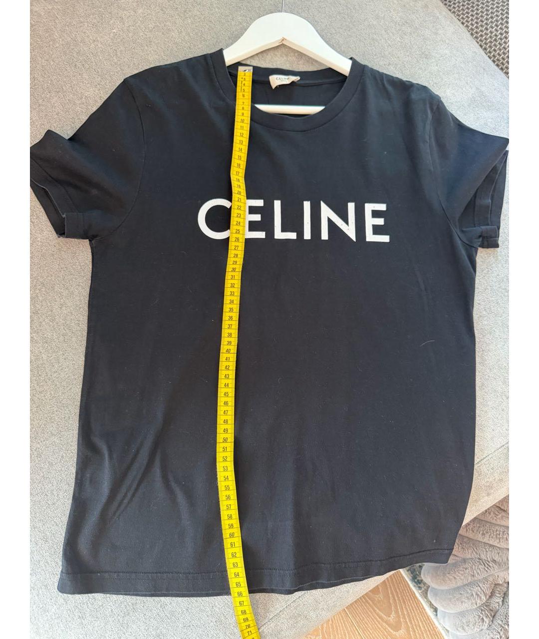 CELINE Черная хлопковая футболка, фото 5