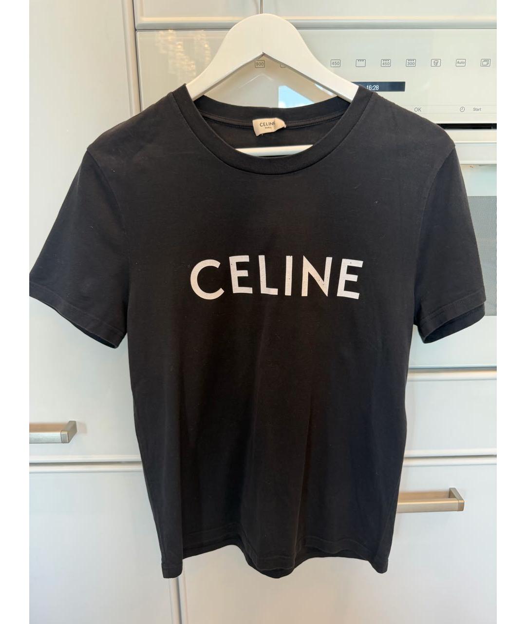 CELINE Черная хлопковая футболка, фото 6