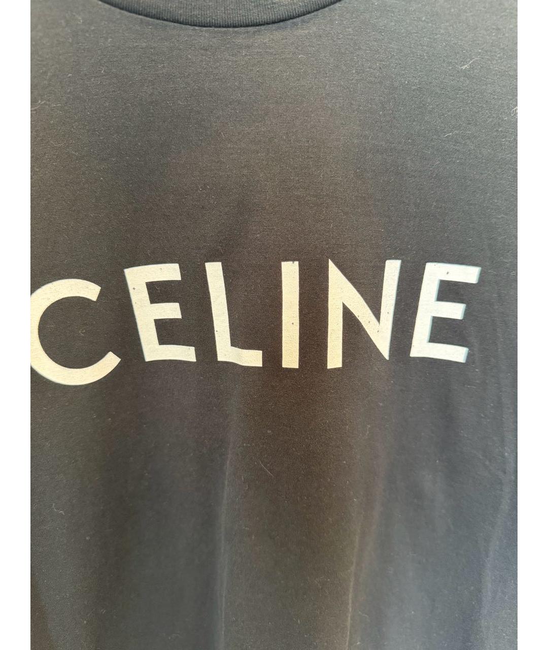 CELINE Черная хлопковая футболка, фото 2