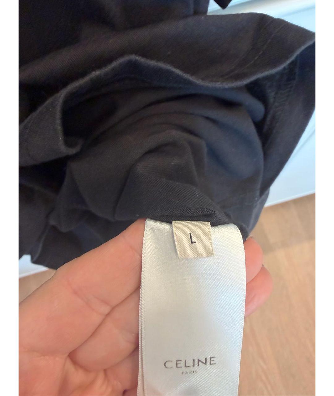 CELINE Черная хлопковая футболка, фото 3