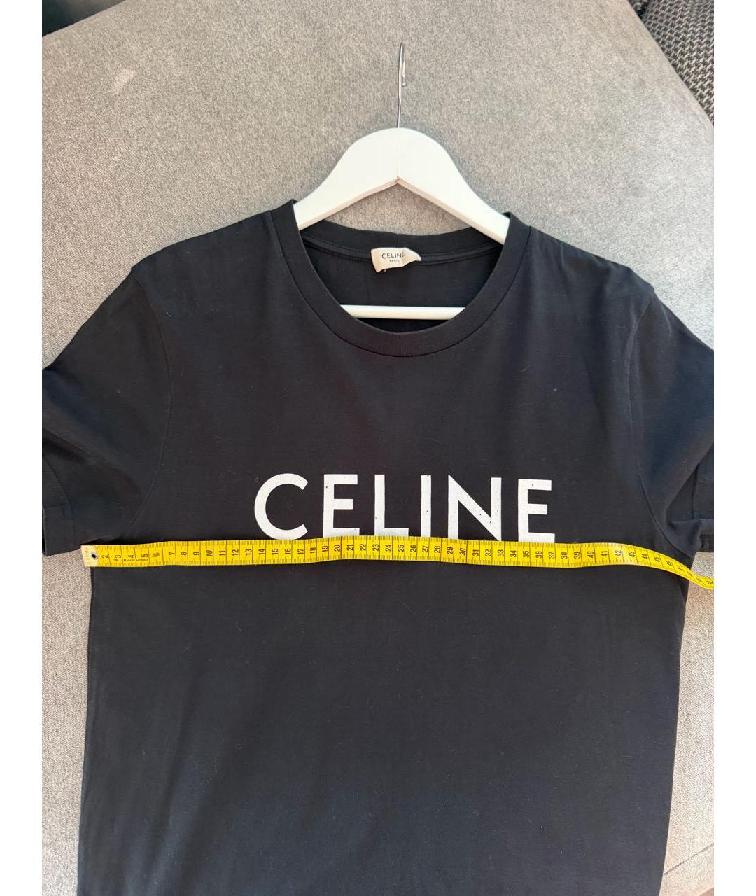 CELINE Черная хлопковая футболка, фото 4