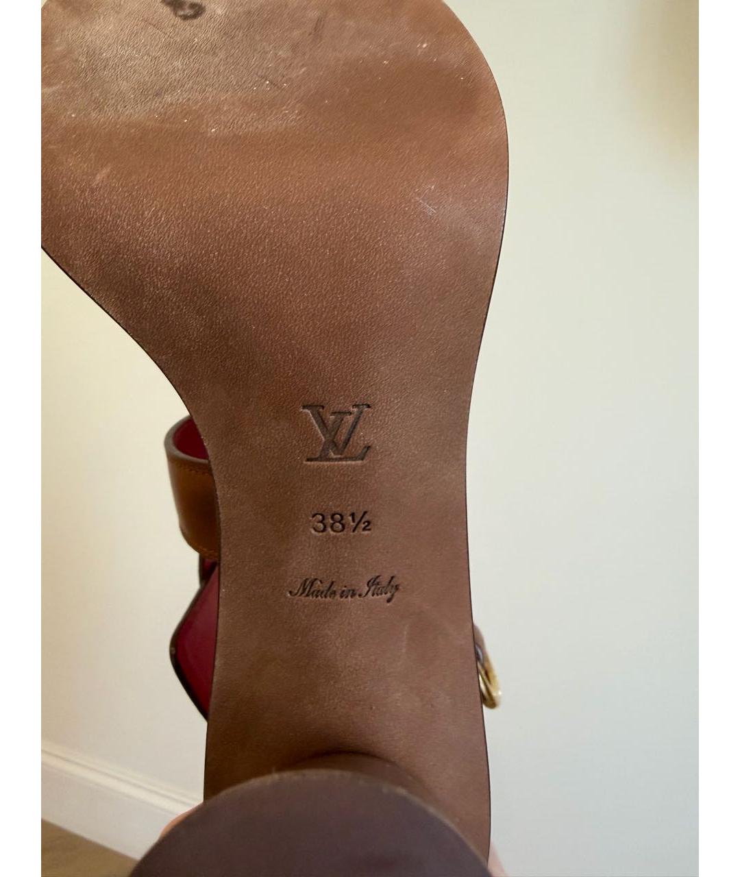 LOUIS VUITTON Коричневые кожаные босоножки, фото 4