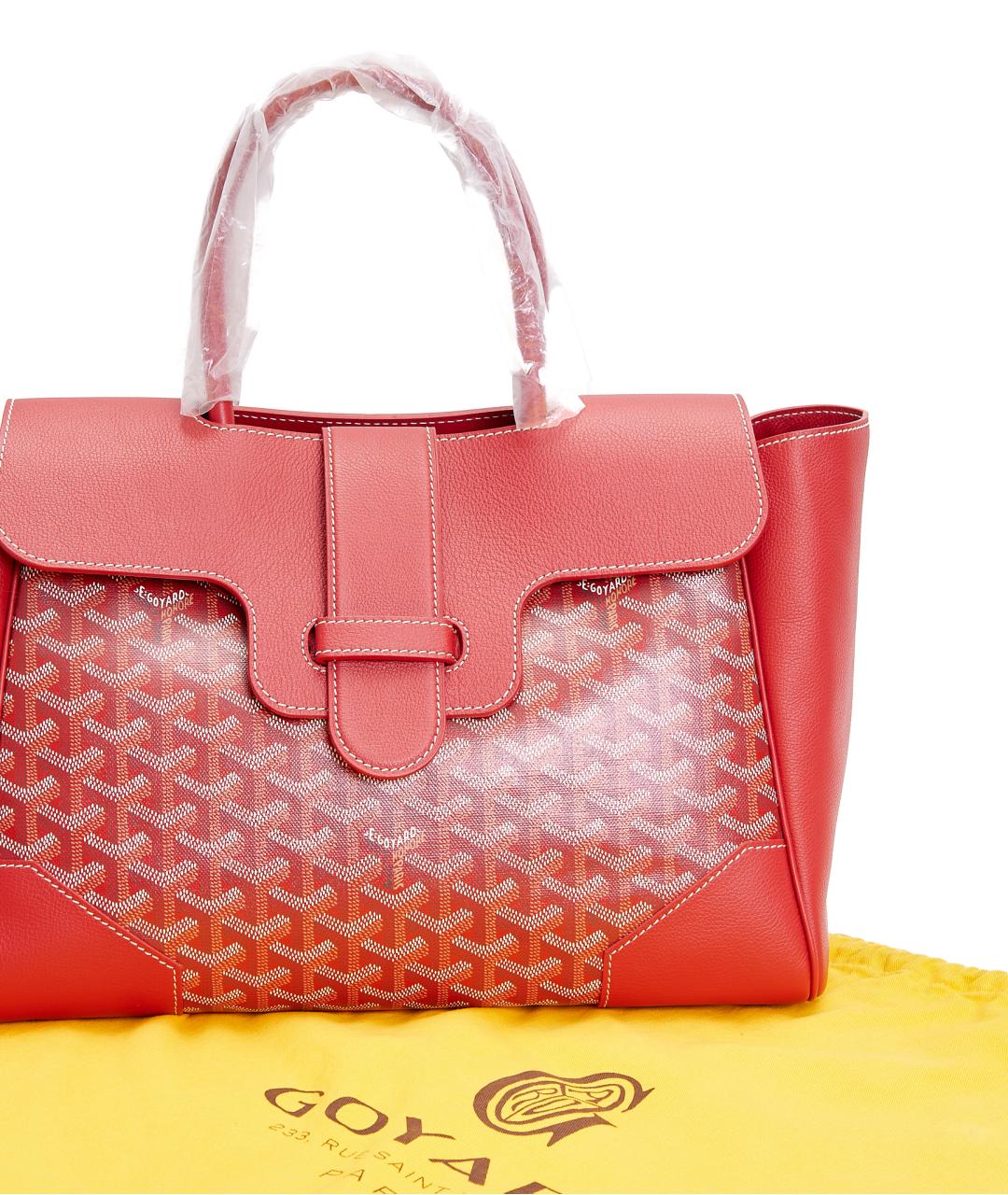 GOYARD Красная кожаная сумка тоут, фото 4