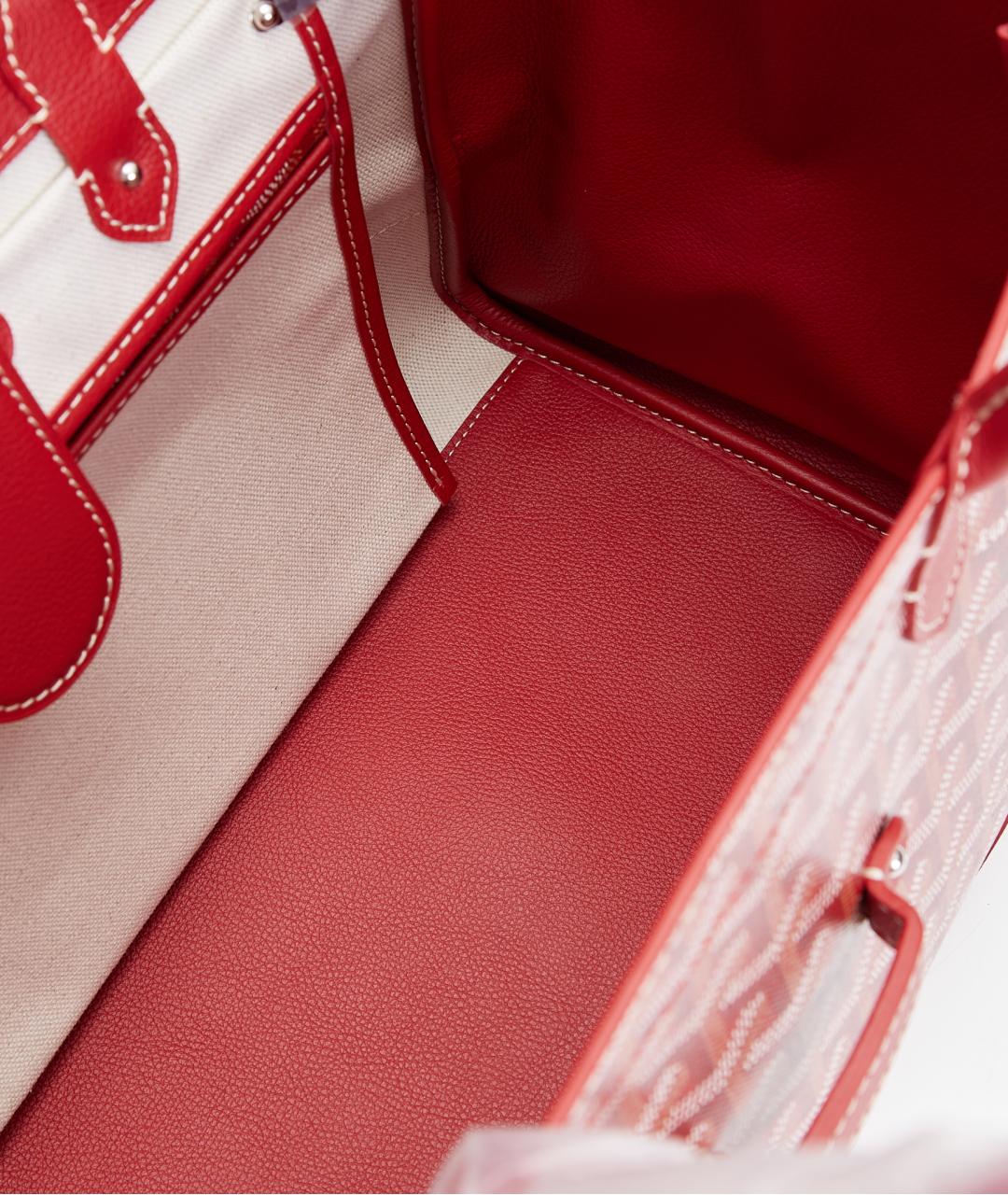 GOYARD Красная кожаная сумка тоут, фото 6