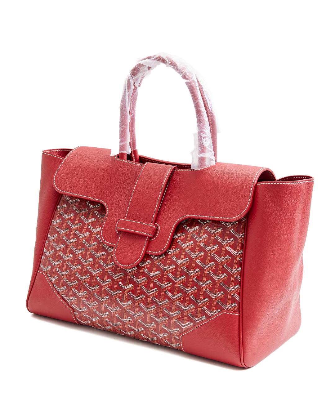 GOYARD Красная кожаная сумка тоут, фото 2