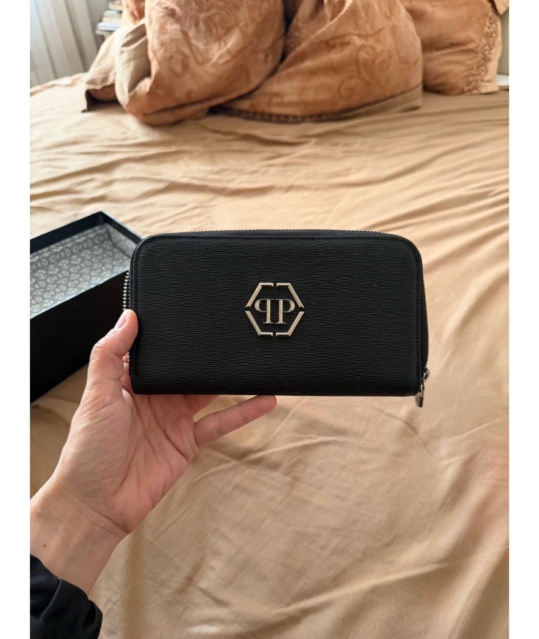 PHILIPP PLEIN Черный кожаный кошелек, фото 8