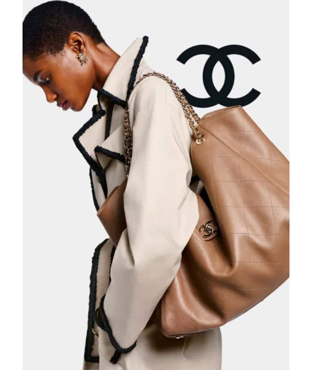 CHANEL Коричневая кожаная сумка тоут, фото 2