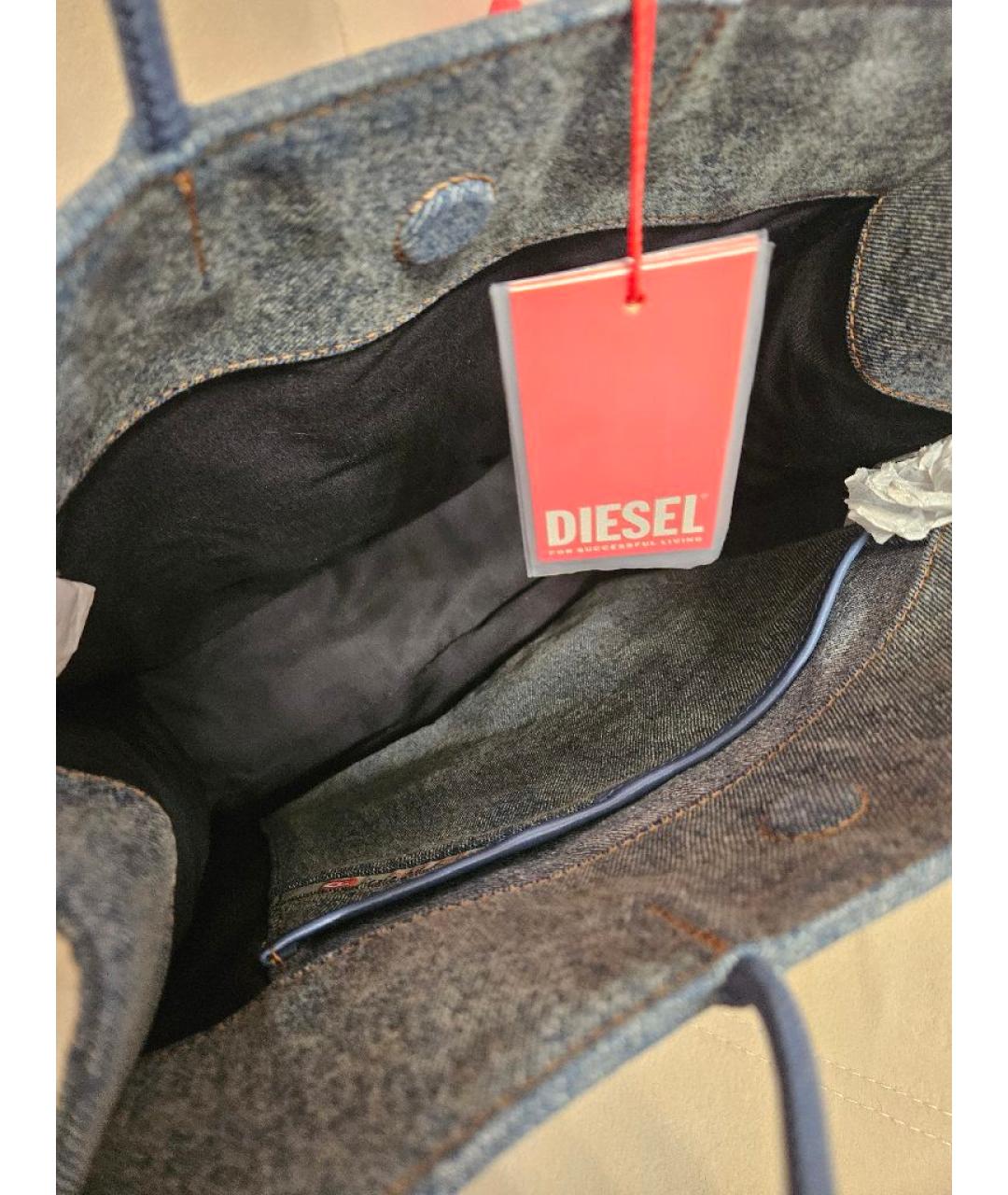DIESEL Темно-синяя деним сумка тоут, фото 4