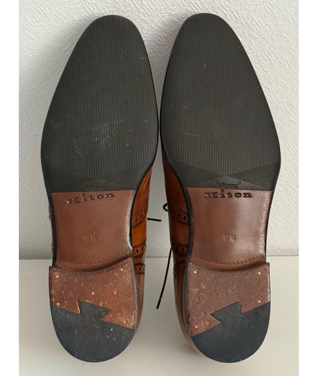 KITON Коричневые кожаные туфли, фото 7