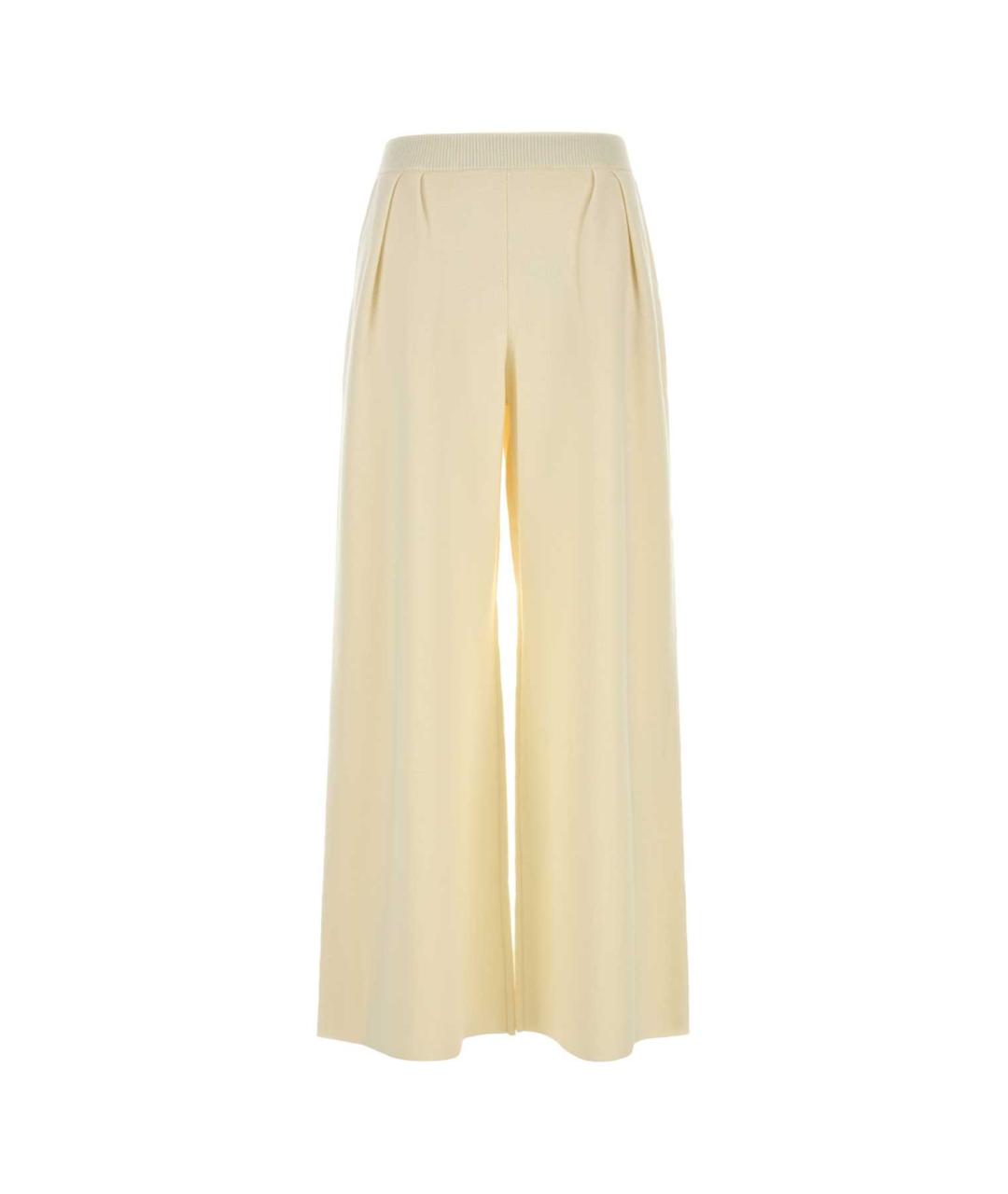 MAX MARA Белые шерстяные прямые брюки, фото 1