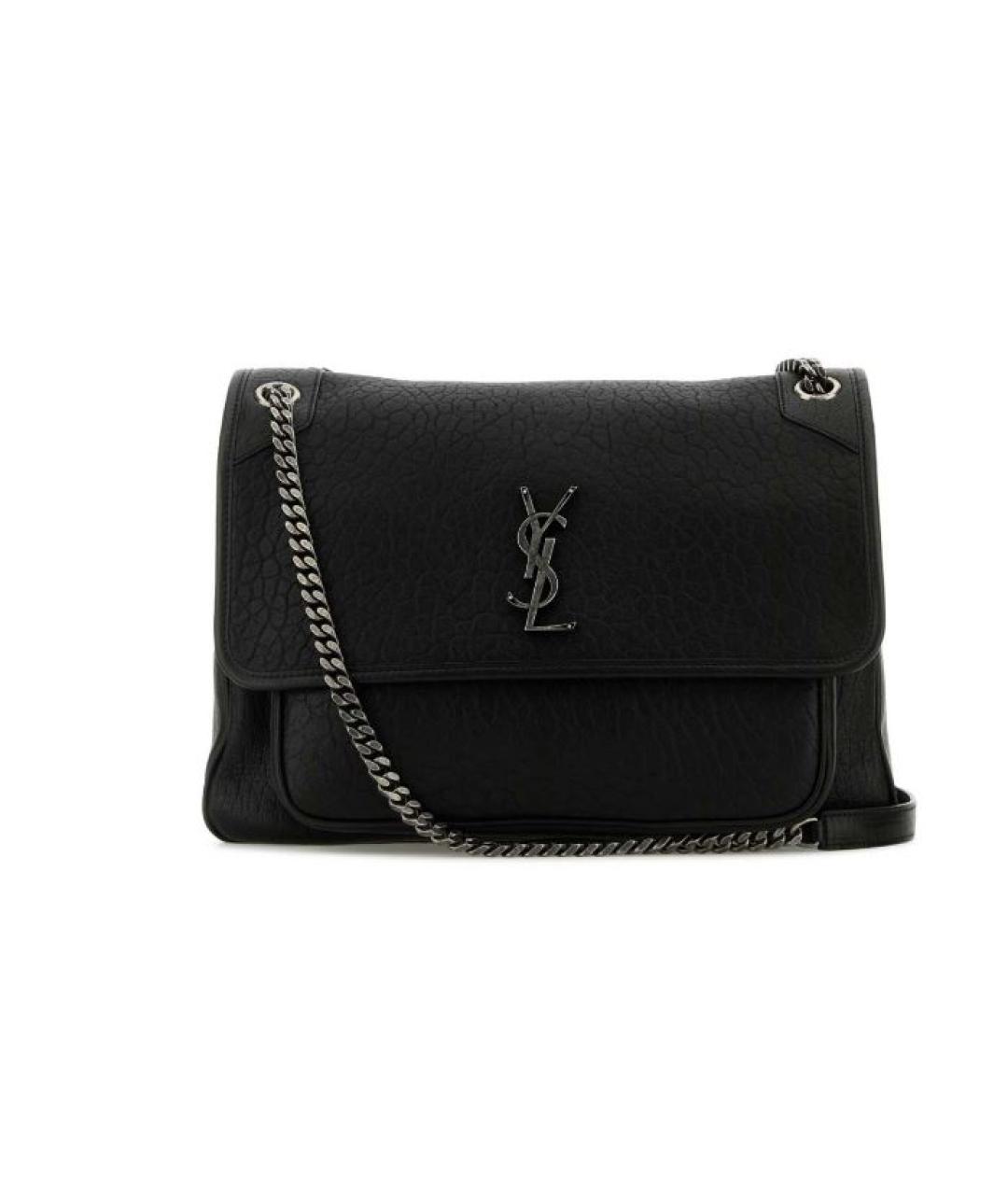 SAINT LAURENT Черная кожаная сумка через плечо, фото 1