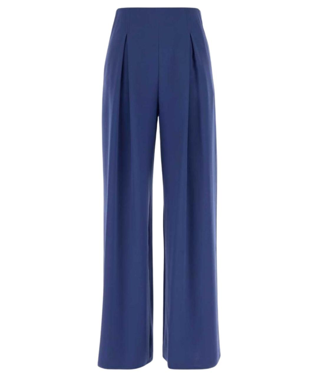 MAX MARA Синие шелковые прямые брюки, фото 3