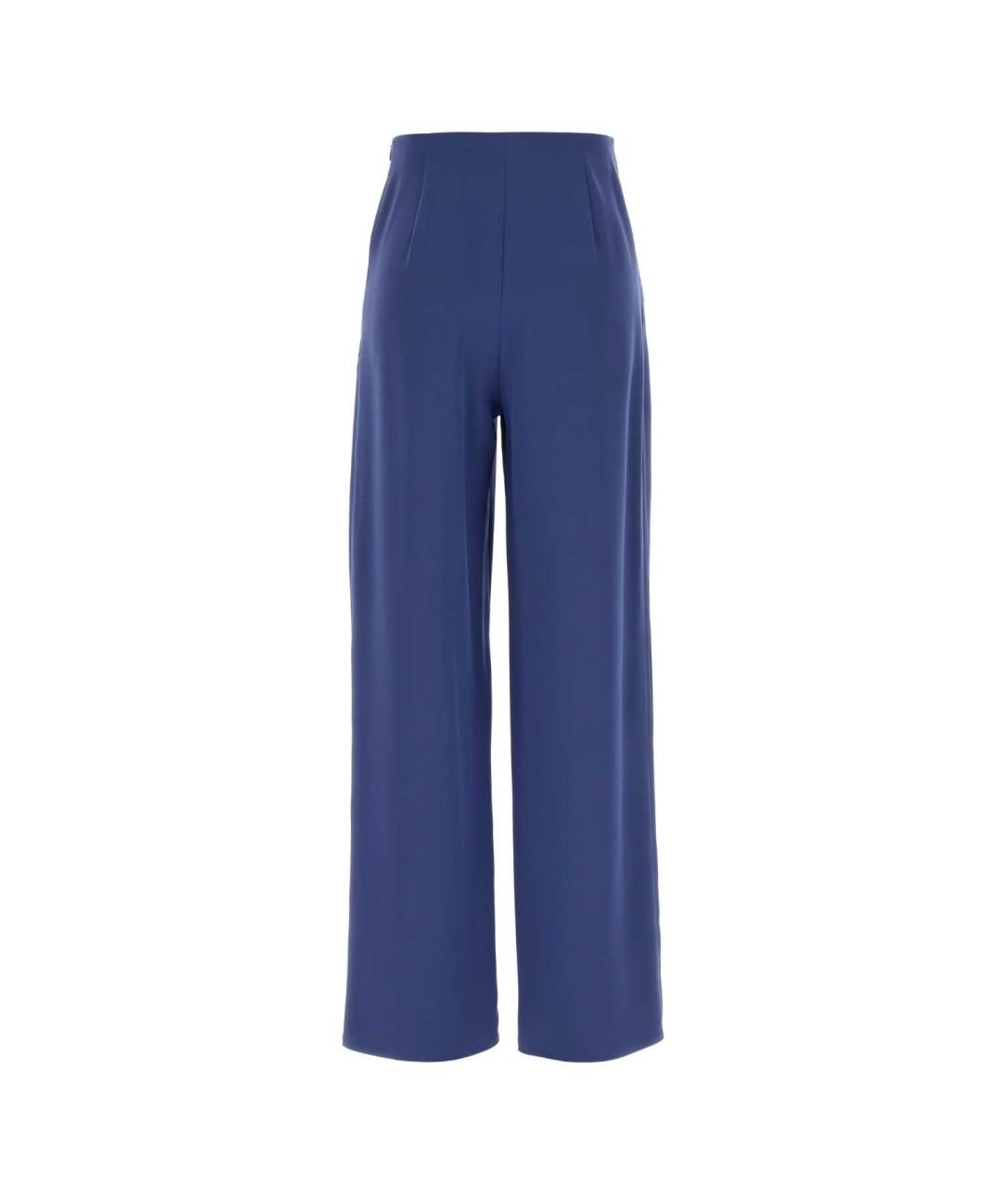 MAX MARA Синие шелковые прямые брюки, фото 2
