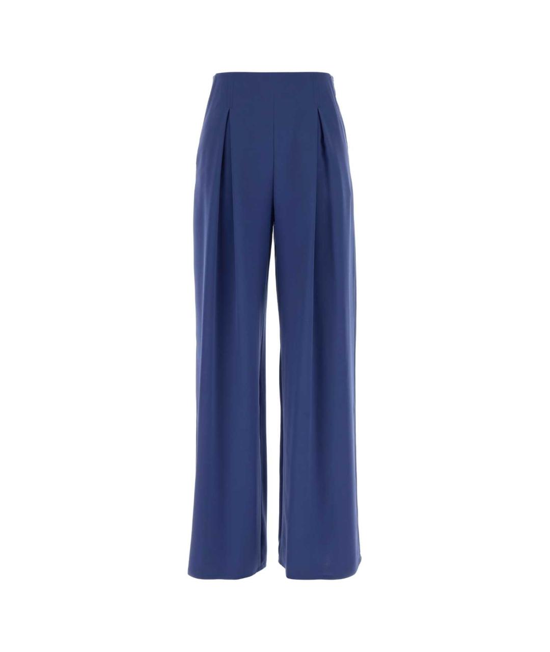 MAX MARA Синие шелковые прямые брюки, фото 1