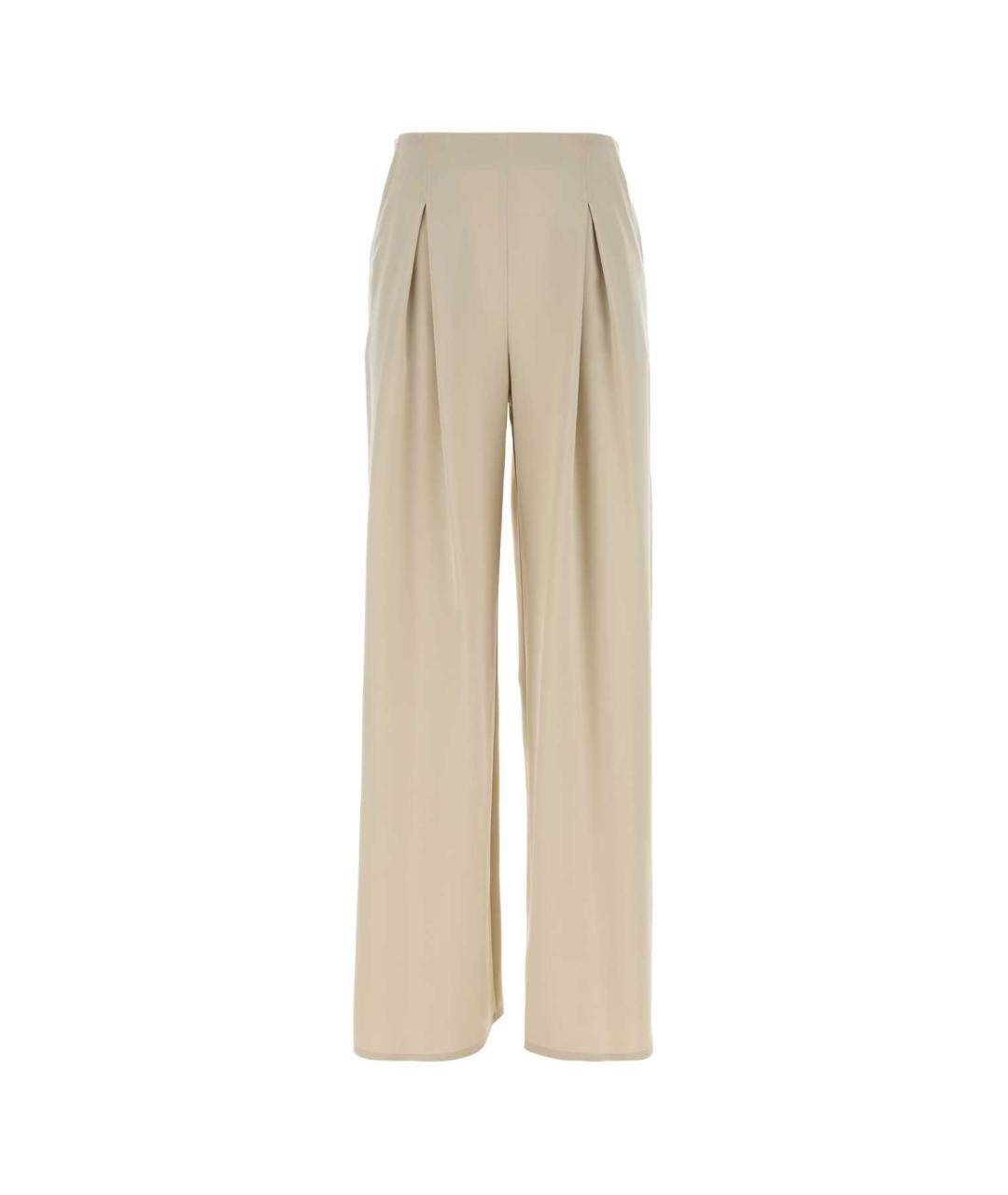 MAX MARA Бежевые шелковые прямые брюки, фото 1