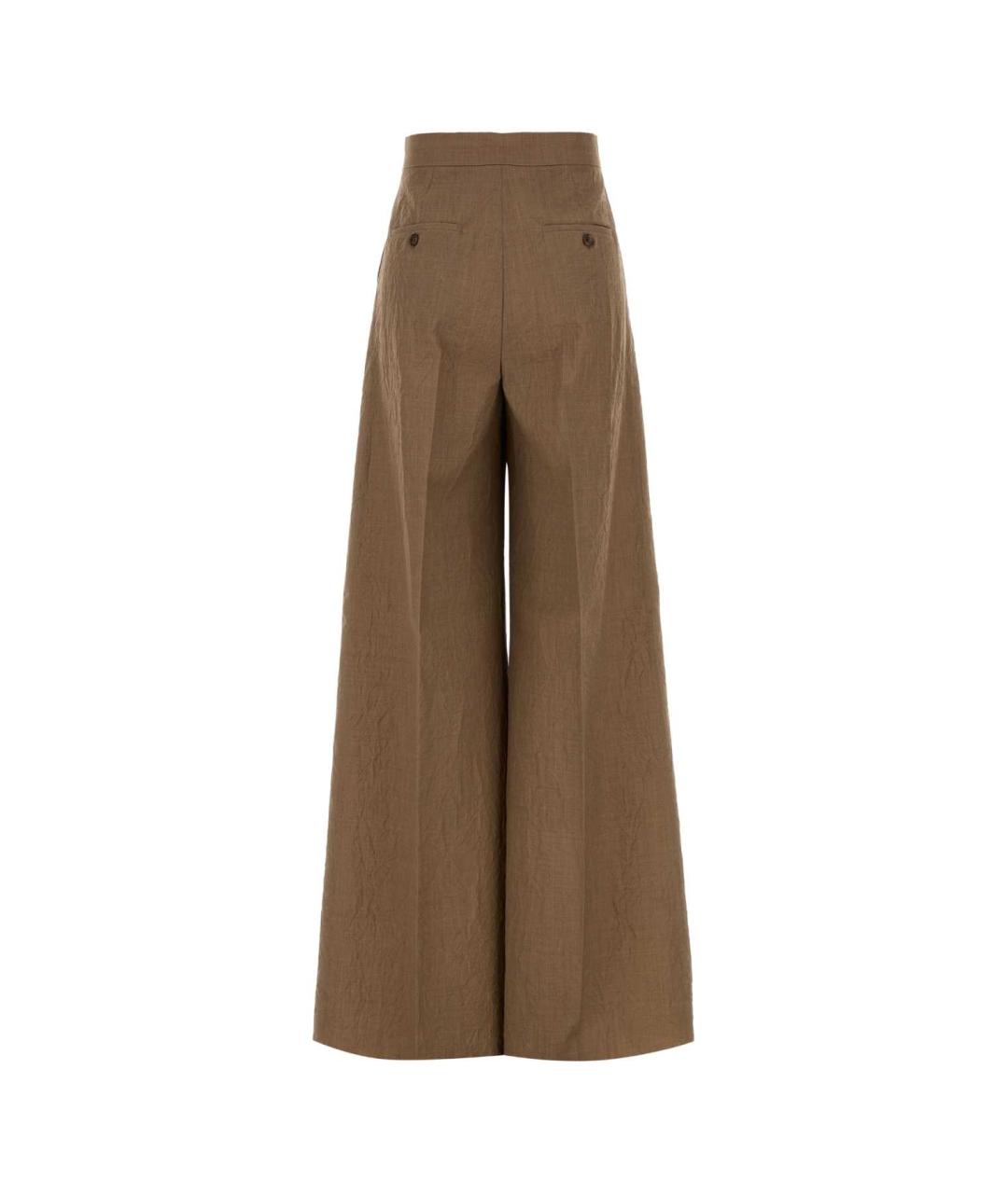 MAX MARA Бежевые хлопковые прямые брюки, фото 2