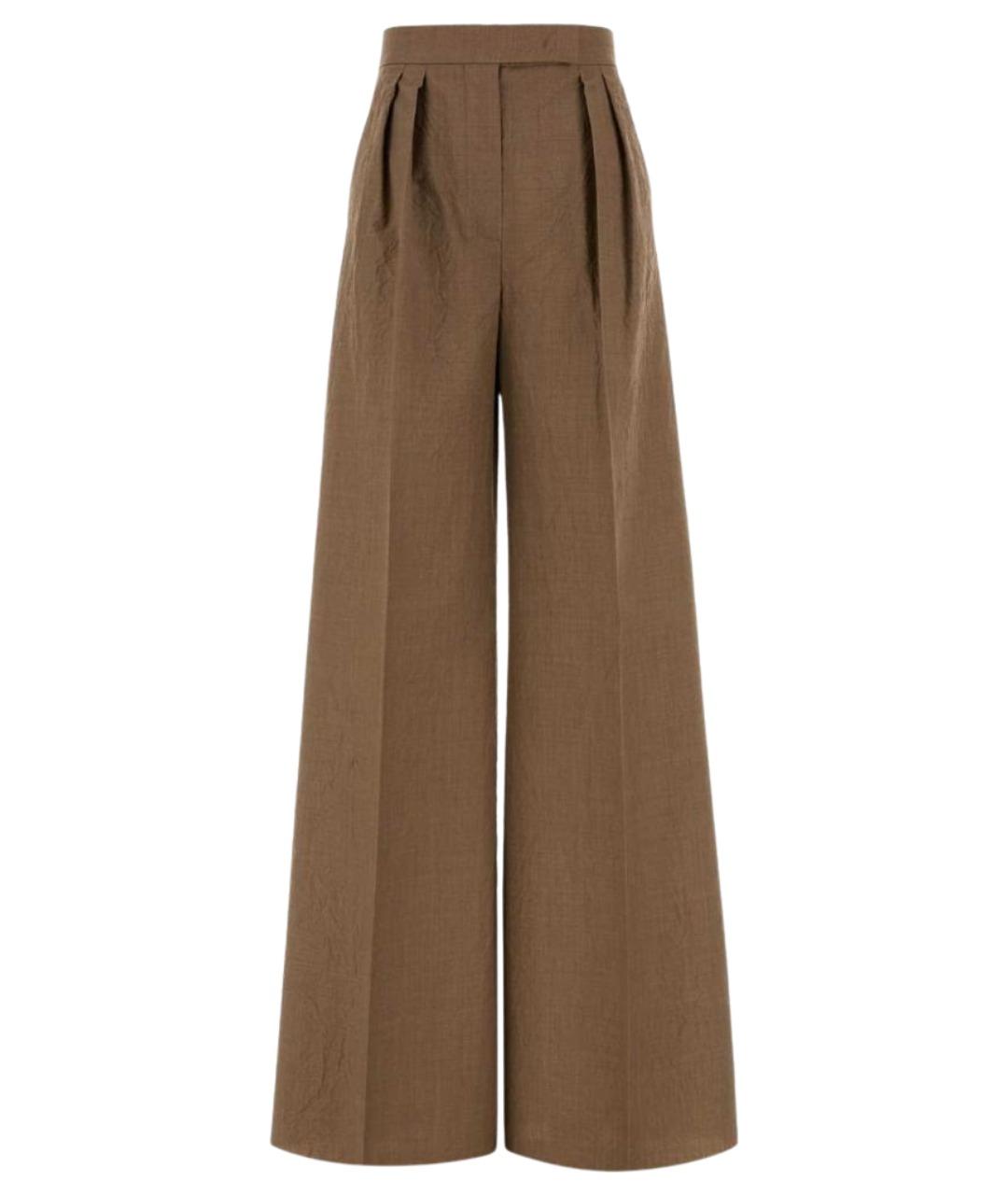 MAX MARA Бежевые хлопковые прямые брюки, фото 3