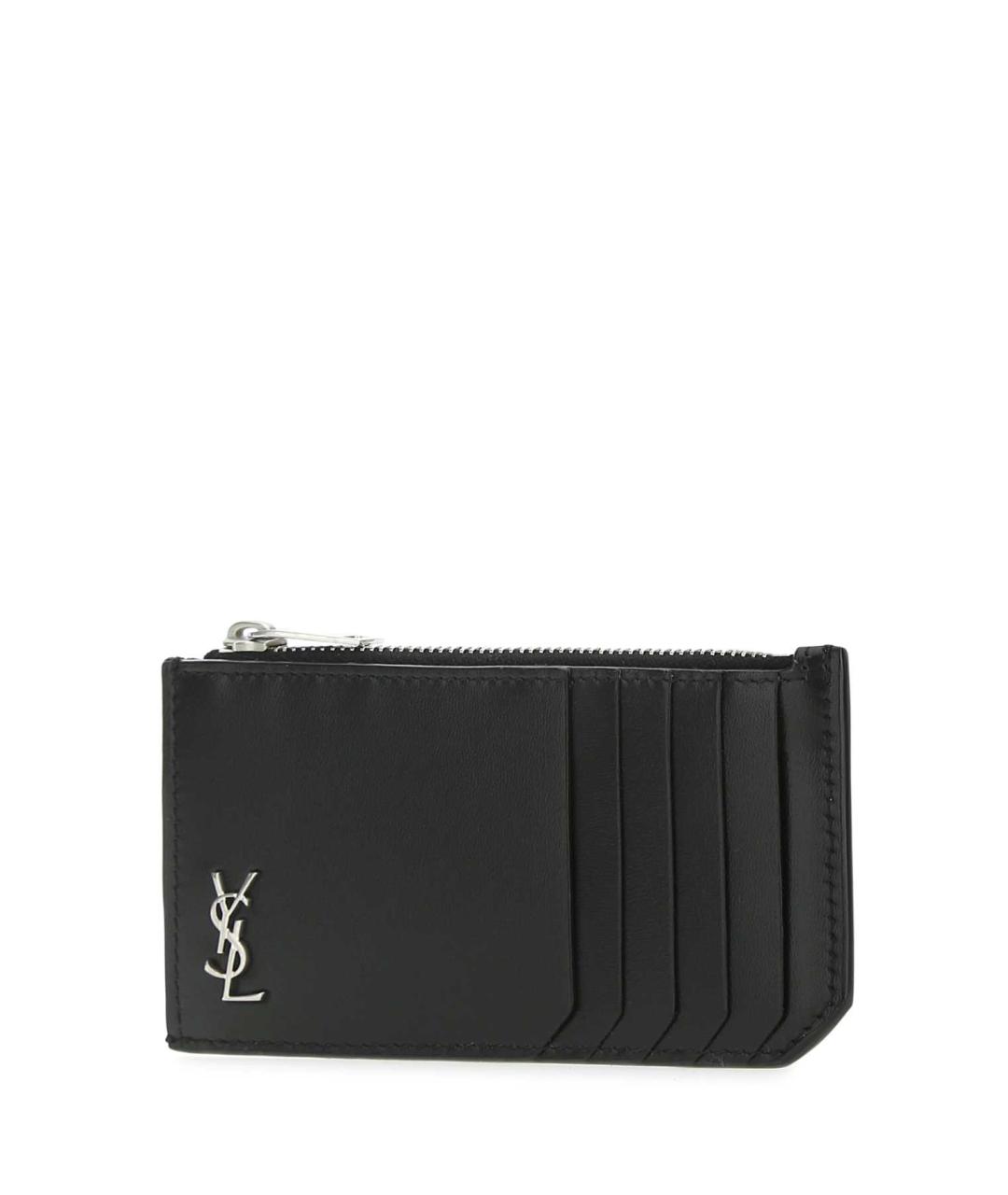 SAINT LAURENT Черный кожаный кардхолдер, фото 2