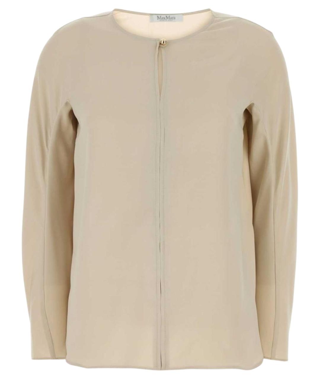 MAX MARA Бежевая шелковая блузы, фото 3