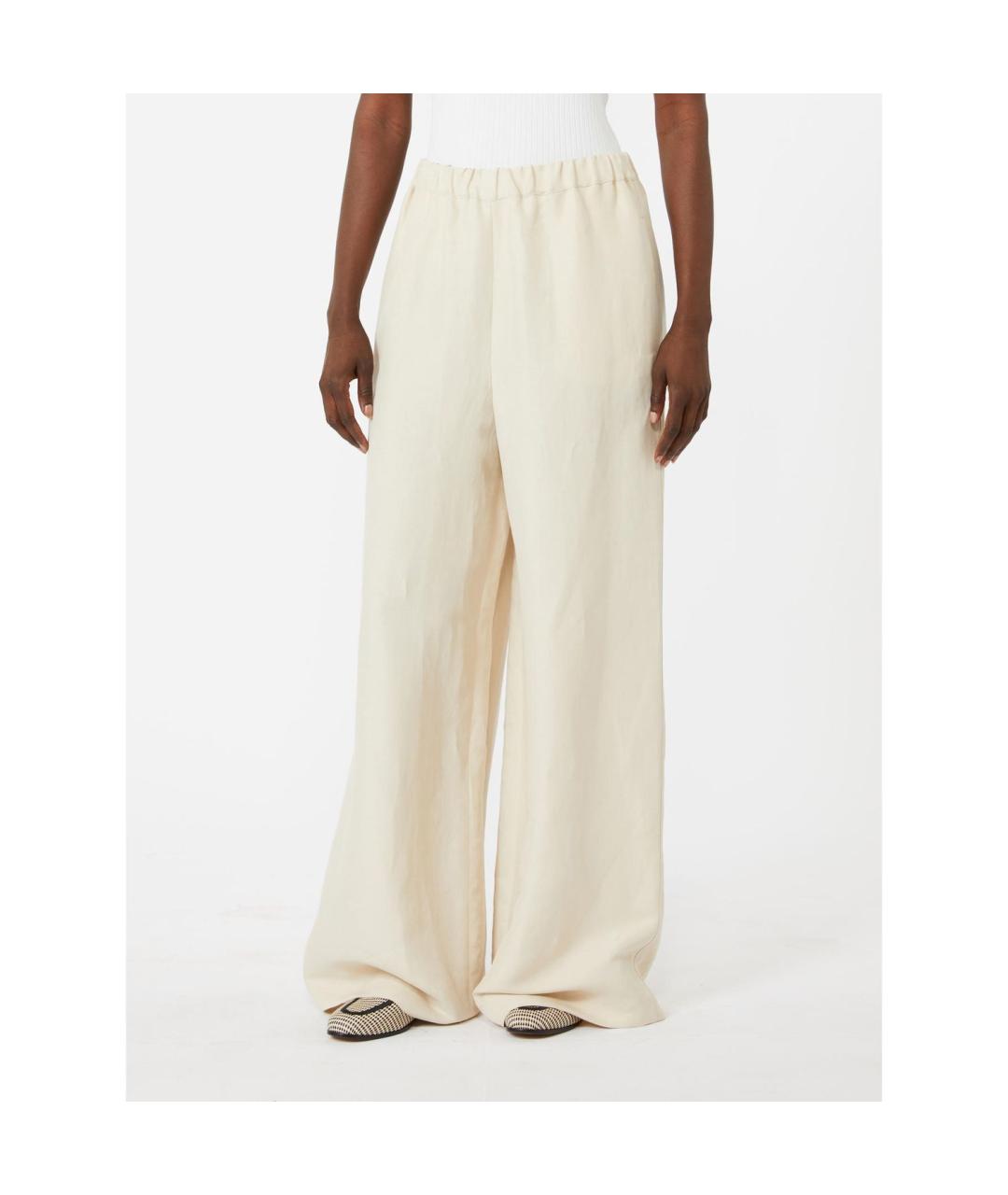 MAX MARA Бежевые льняные прямые брюки, фото 1
