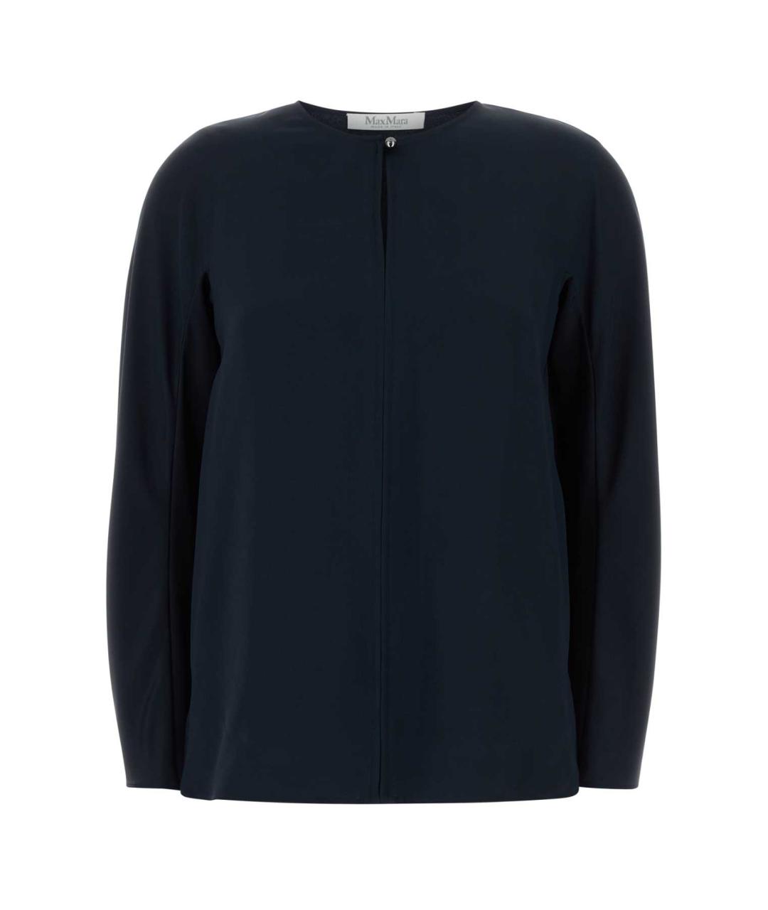 MAX MARA Темно-синяя шелковая блузы, фото 1