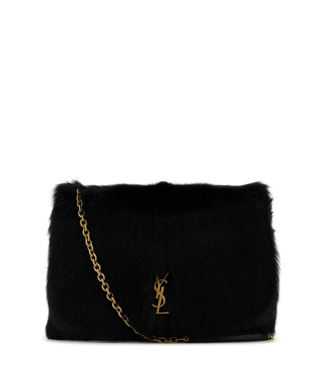 SAINT LAURENT Черная меховая сумка через плечо, фото 1