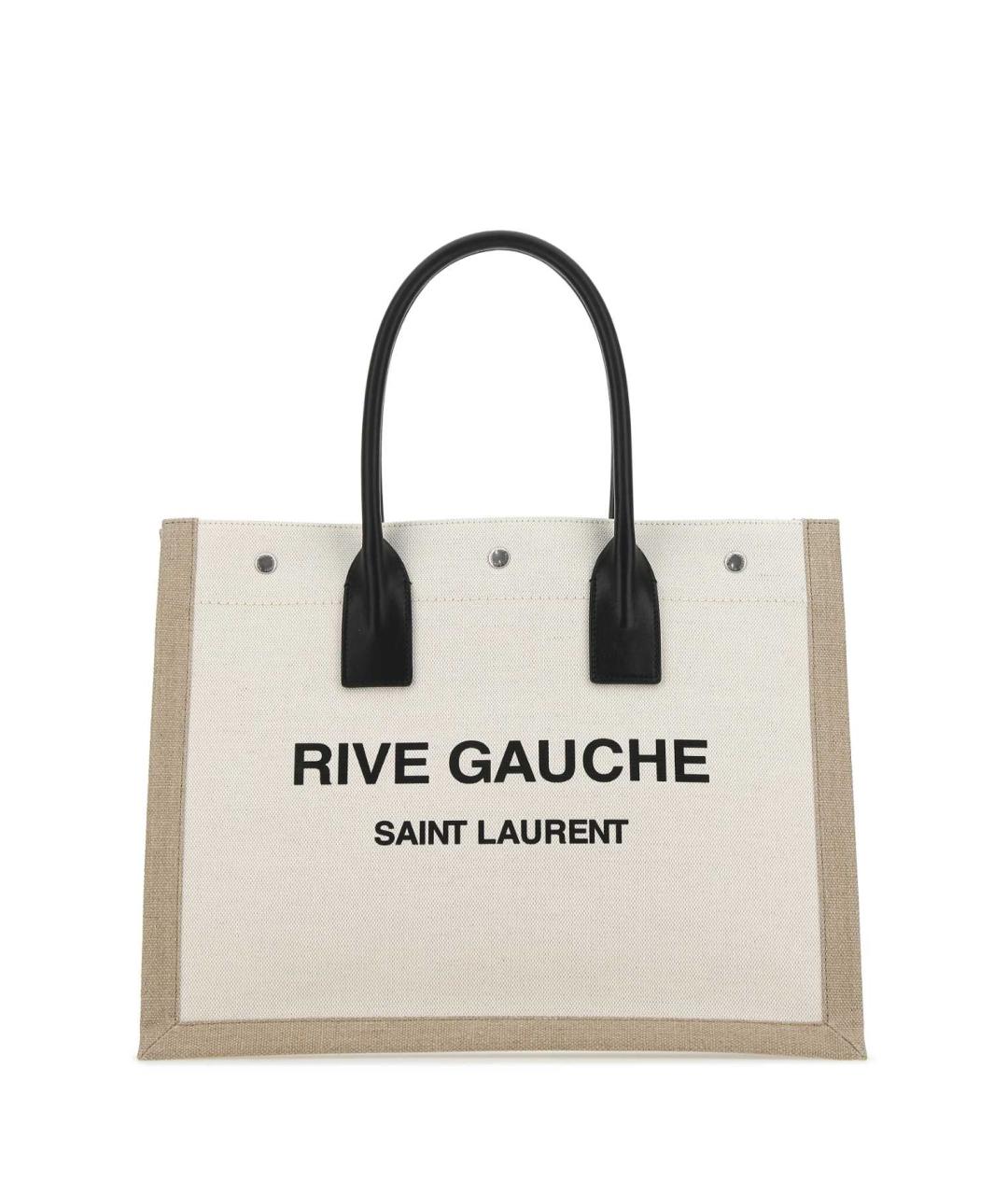 SAINT LAURENT Бежевая тканевая сумка тоут, фото 1