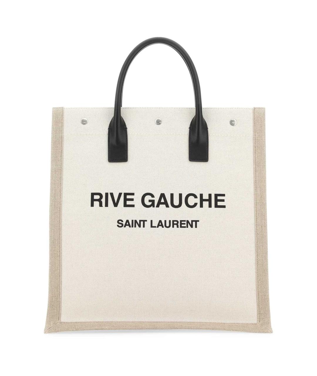 SAINT LAURENT Бежевая хлопковая сумка тоут, фото 1