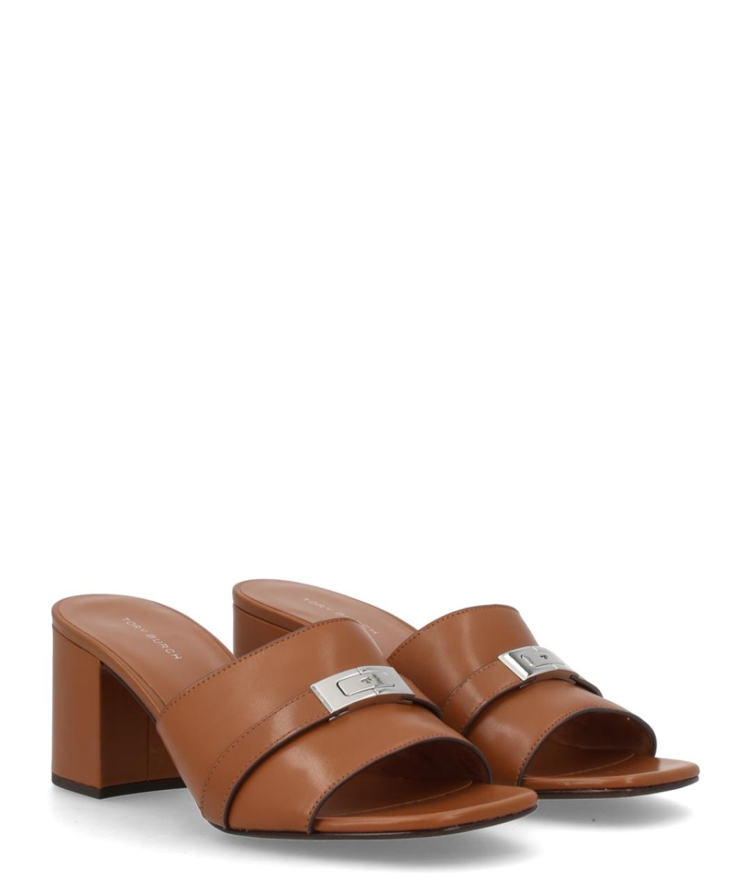 TORY BURCH Бежевые кожаные сандалии, фото 2